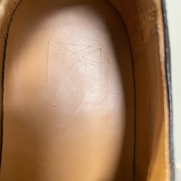 Men's Leather Dress Shoe Burgundy Wingtip Lace up Made in Italy Carson 8.5 - Picture 6 of 8